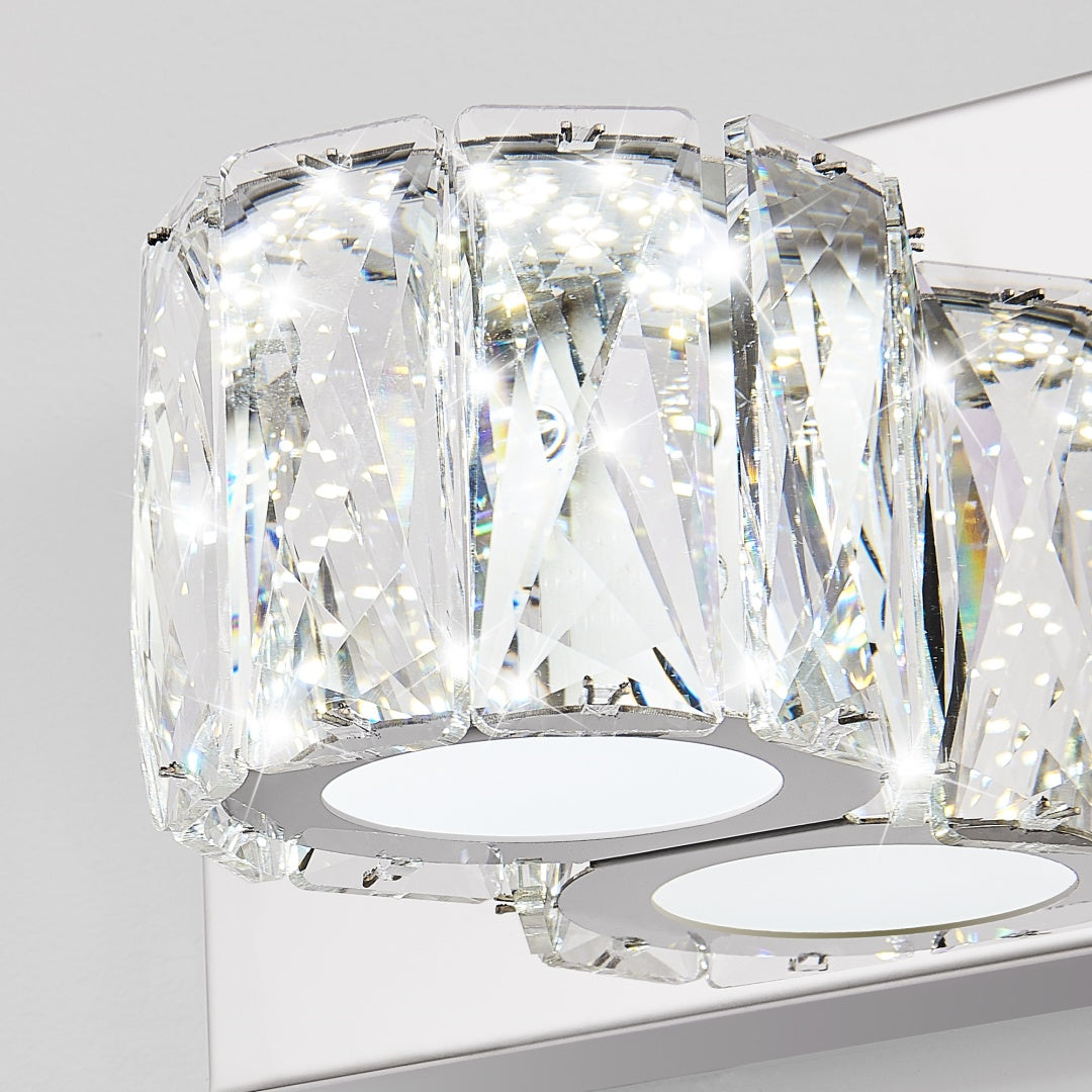 Chrome 5-Light LED Crystal Wall Sconce for Restaurant Restrooms and Hallways — view 7