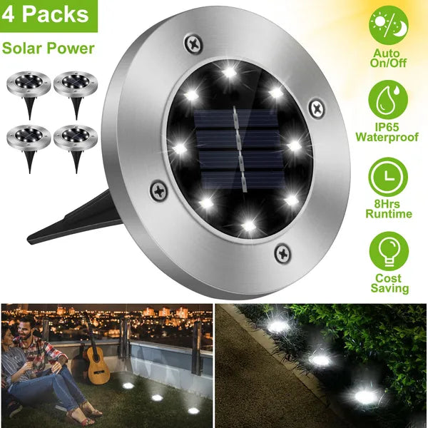 4-Piece Solar In-Ground Path Lights — Restaurant Patio — view 3