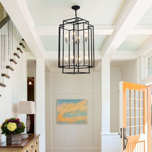 Industrial Farmhouse 8-Lantern Tiered Chandelier for Restaurant Dining Rooms — view 3