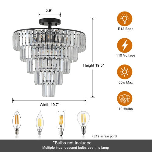 Large Contemporary Black Crystal Chandelier for Restaurant Dining Rooms — view 4