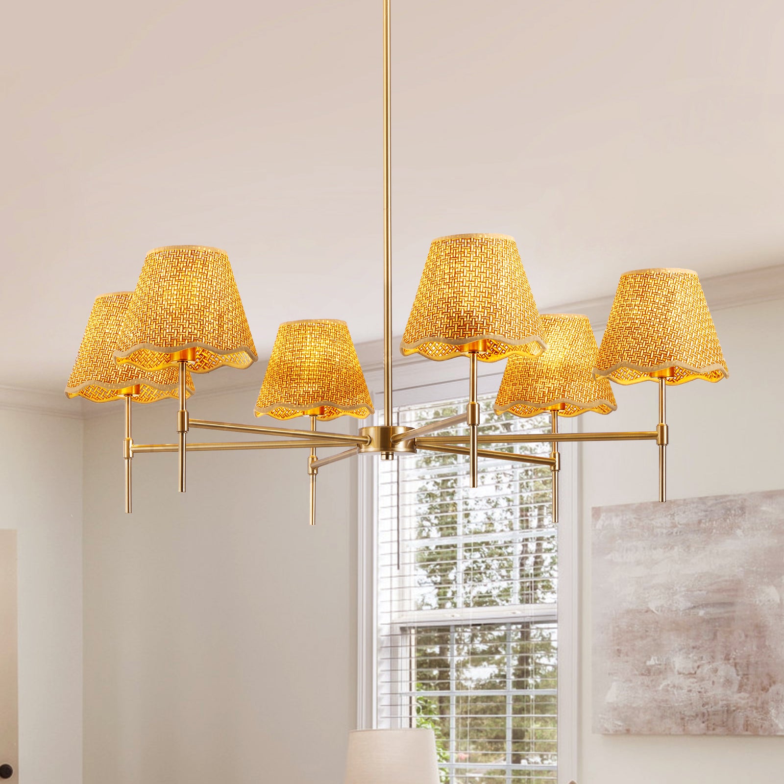 Boho Rattan 6-Light Chandelier for Restaurant Dining Rooms and Kitchen Islands — view 1