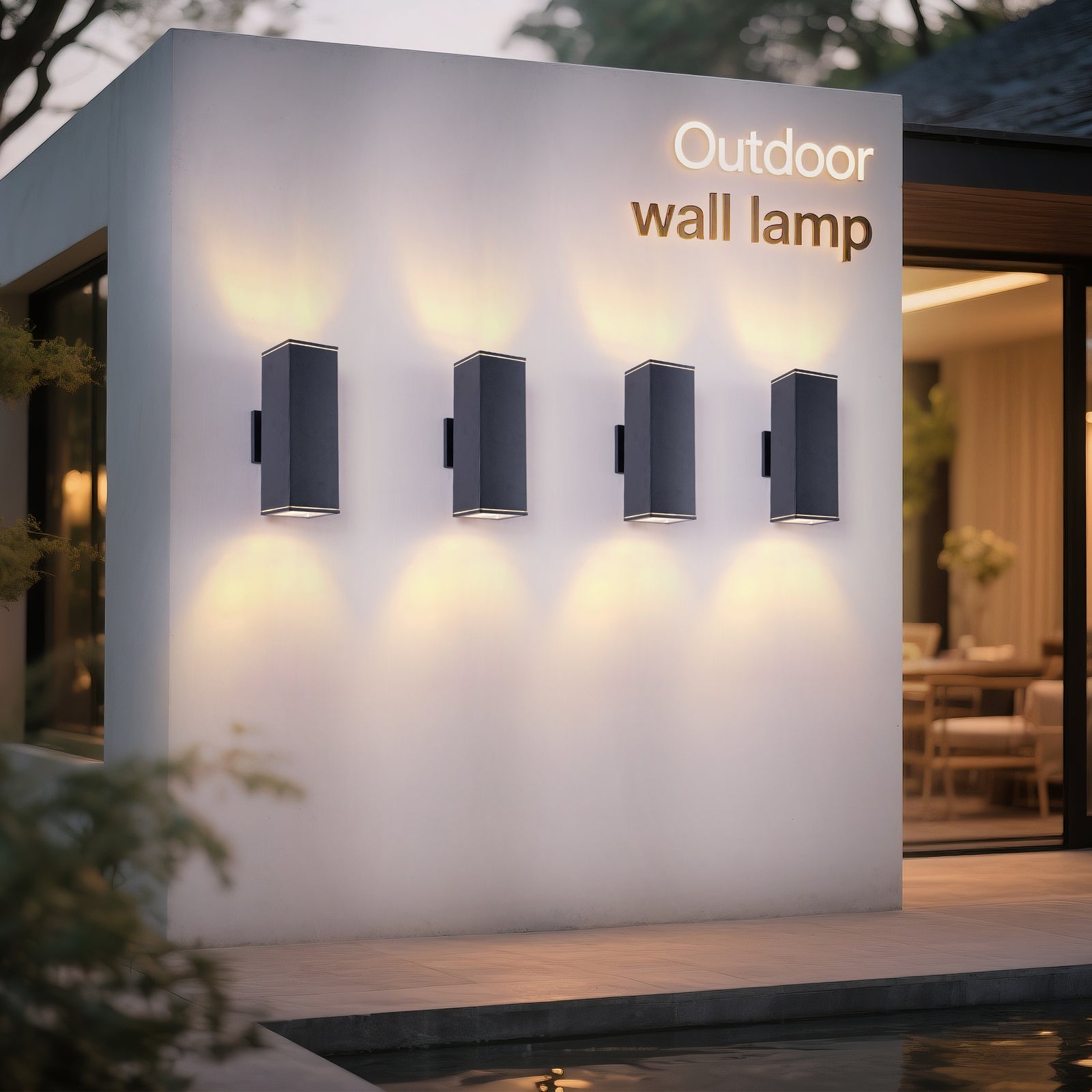 12-Inch Square Up/Down Porch Lights (4-Pack) — Restaurant Patio — view 8