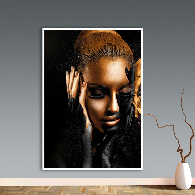 HD Modern Home Single African Woman Frameless Painting Canvas Wall Painting And Mural Decoration Spray Painting Cross-border Supply — view 2