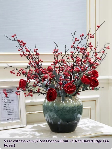 Holly Vase Ornament Artificial Flowers For Floral Arrangements Decor Item — view 6
