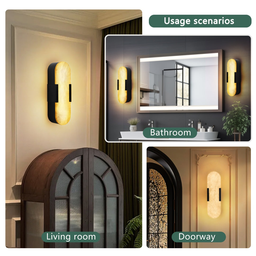 Natural Black Marble Wall Sconce Set for Restaurant Hallways and Dining Rooms — view 6