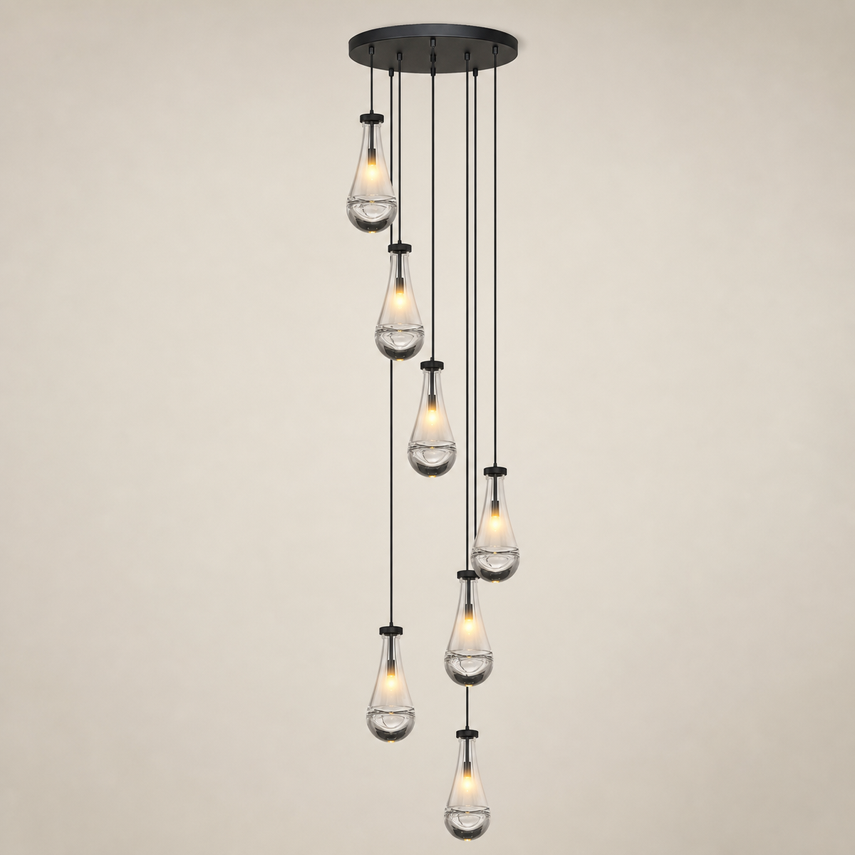 Resto Glow AI product image 2026-08-03 — clean background — 7-Light Black Pendant Chandelier — Restaurant Dining & Bar