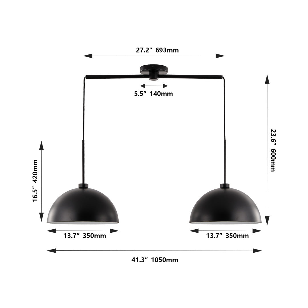 41-Inch Matte Black Double Pendant Light for Restaurant Tables and Kitchen Islands — view 4