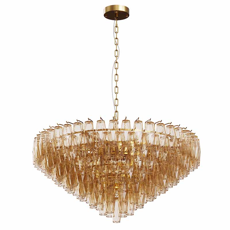 37-Inch 14-Light Gold Smoke-Glass Chandelier for Restaurant Dining Rooms and Hotel Lobbies — view 6