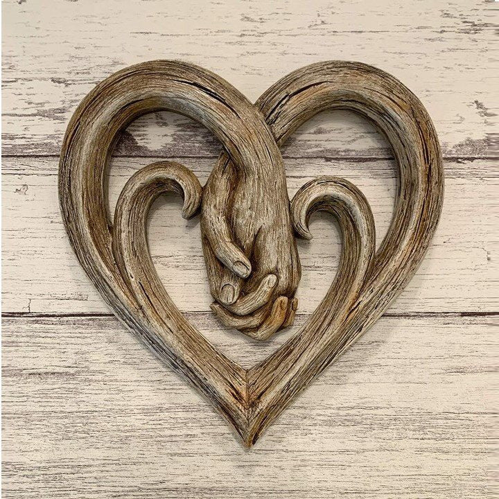 Hand-in-hand Heart Wall Decor Decorative Art Piece  Gift Item  Craft Ornament  Wooden Hanging Decoration — view 1