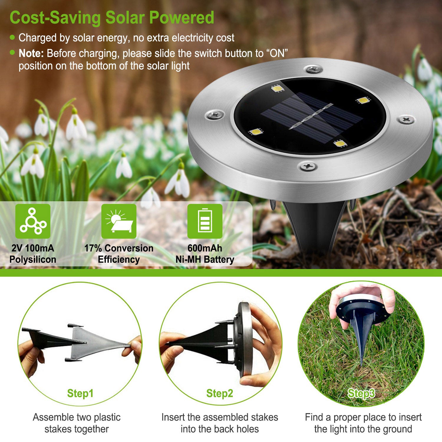 4-Piece Solar Ground Path Lights — Restaurant Patio — view 8