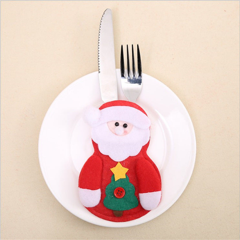 Christmas Decoration Restaurant Hotel Layout Pocket Fork Knife Cutlery Holder Santa Claus Fork Knife Gloves Bag Table Decor — view 4
