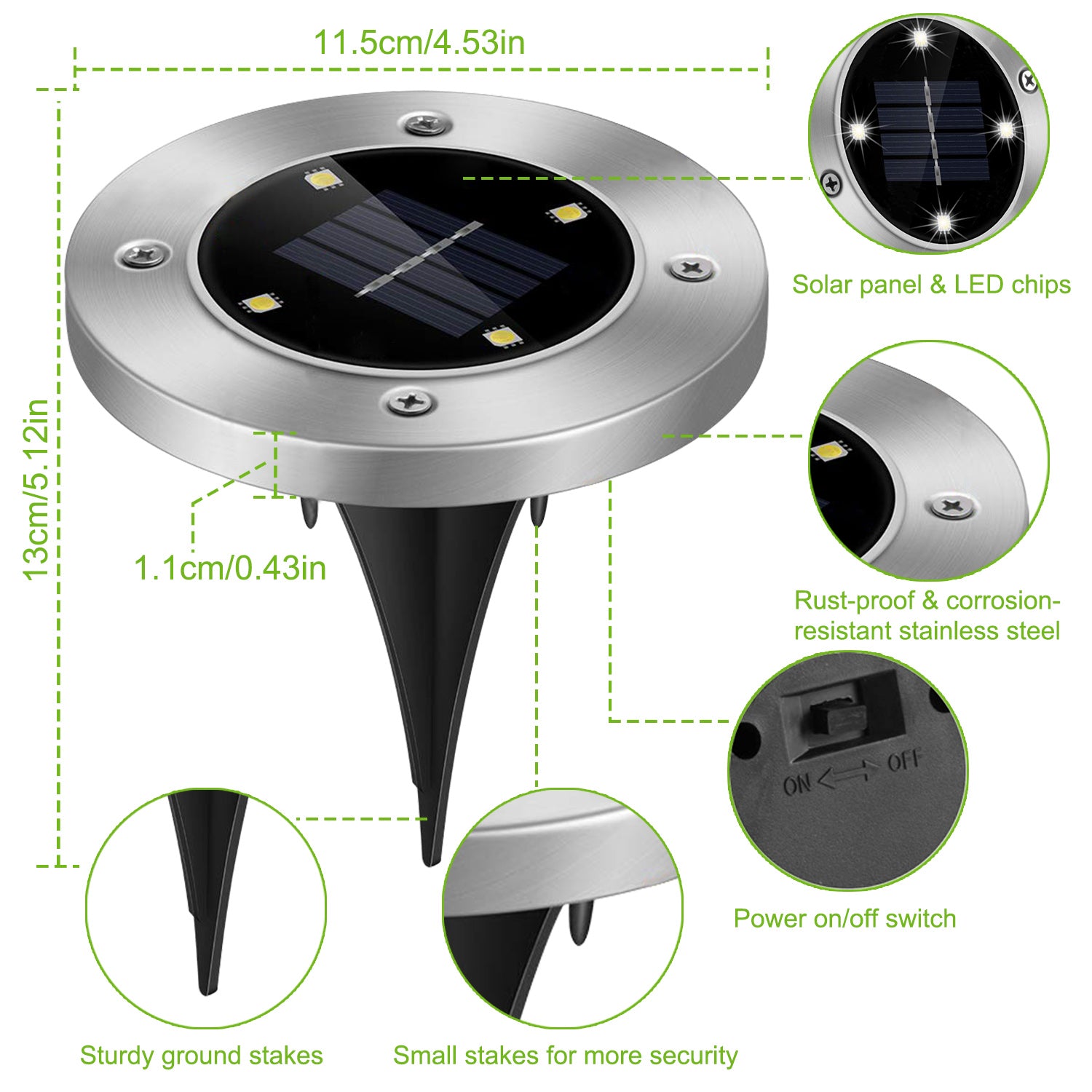 4-Piece Solar Ground Path Lights — Restaurant Patio — view 5