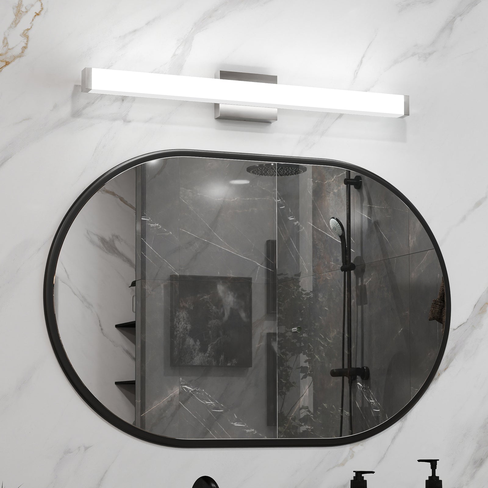 33-Inch Brushed-Nickel LED Wall Bar Light for Restaurant Restrooms and Bar Mirrors — view 8