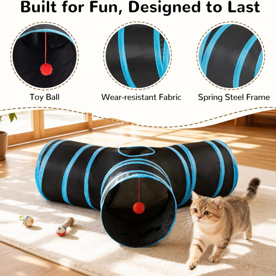 Three-Way Collapsible Activity Tunnel for Cat Cafés, Adoption Lounges, and Indoor Enrichment Rooms — view 8