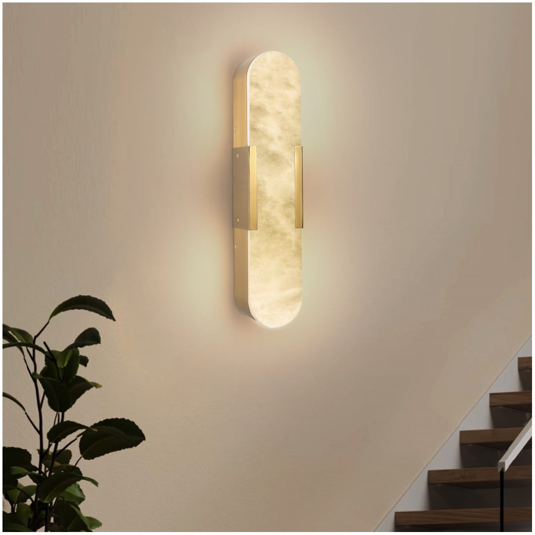 Natural Marble Gold Wall Sconce Set for Luxury Restaurant Restrooms — view 8