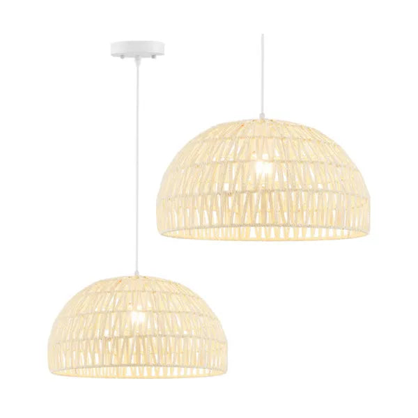 Height-Adjustable Farmhouse Rattan Pendant for Restaurant Dining Tables — view 6