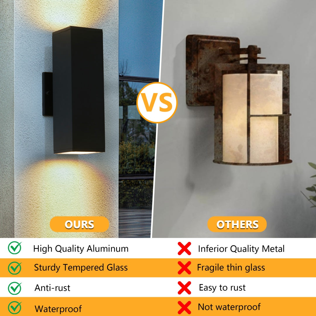 2-Pack Black Up and Down Weatherproof Wall Sconces for Restaurant Patios — view 2