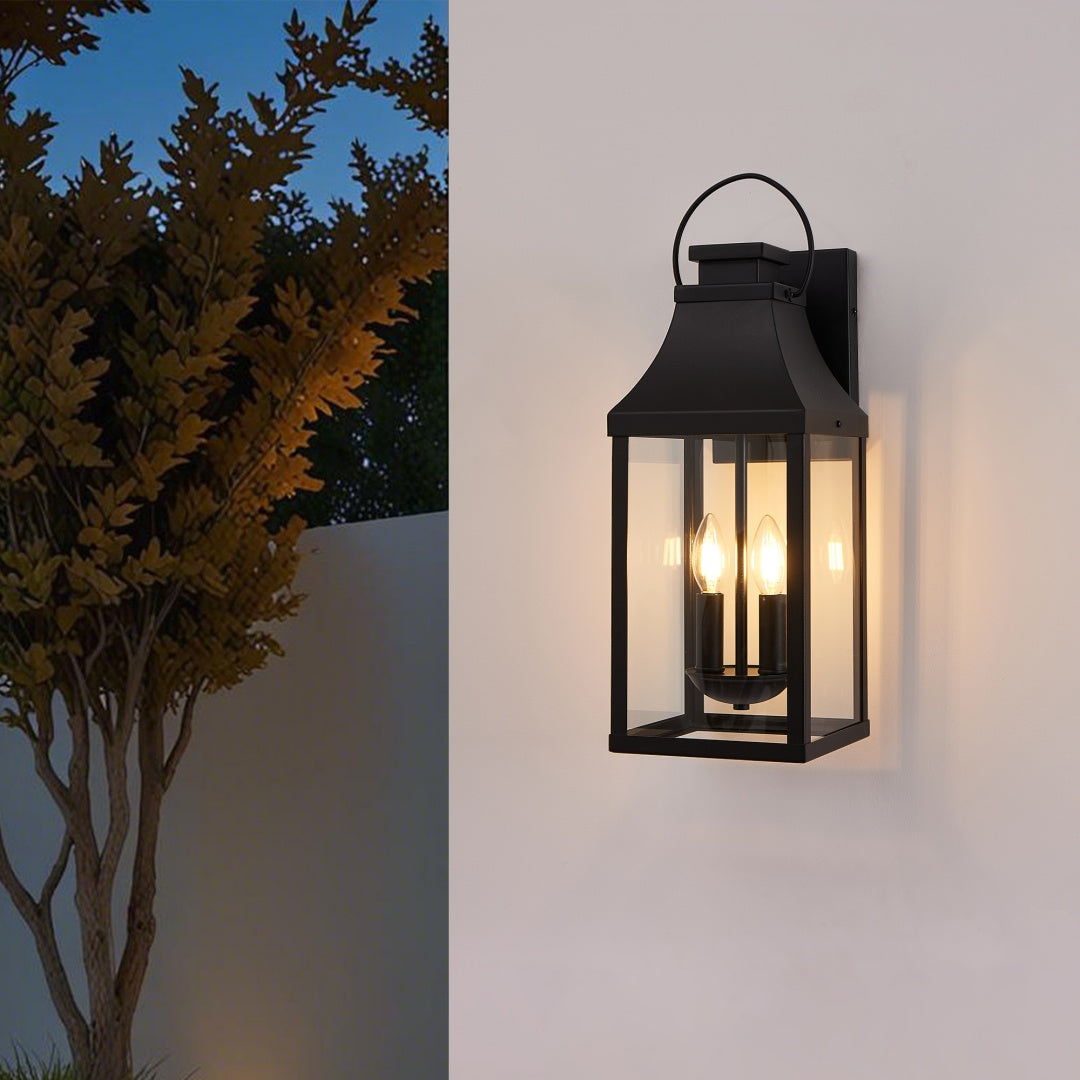 Matte Black 2-Light Outdoor Wall Sconce for Restaurant Entrances — view 1