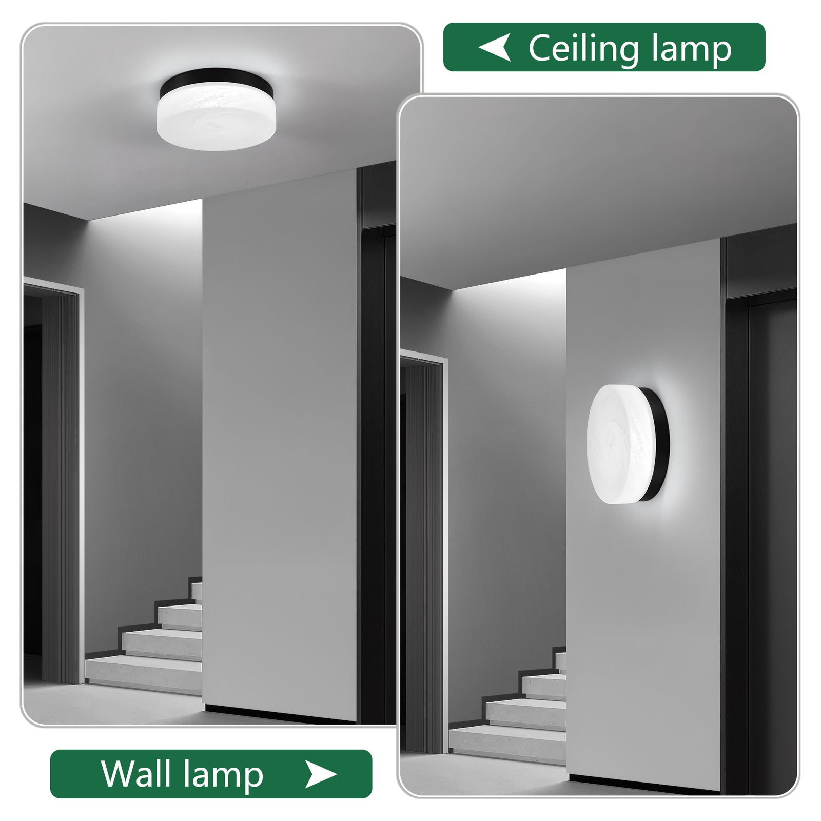 12-Inch Black 24W LED Flush-Mount Ceiling Light for Restaurant Dining Rooms — view 3