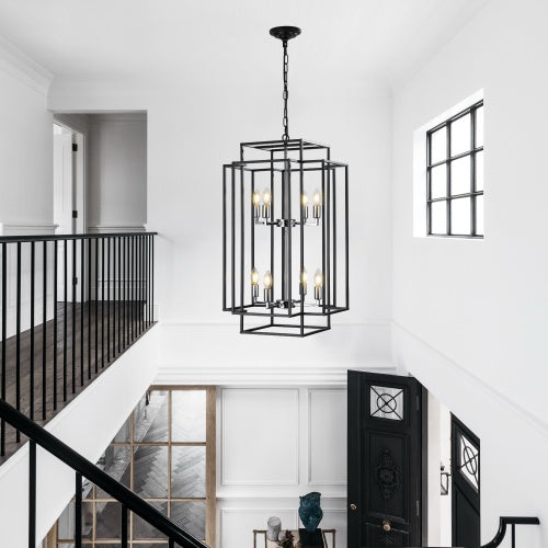 Industrial Farmhouse 8-Lantern Tiered Chandelier for Restaurant Dining Rooms — view 8