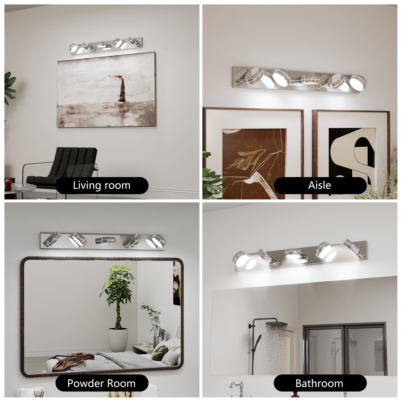 35-Inch Chrome 5-Light LED Vanity Bar for Restaurant Restrooms and Bar Mirrors — view 5