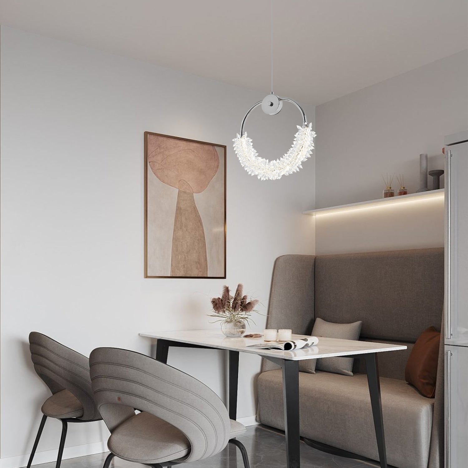 Crystal LED Hanging Bar Chandelier — Restaurant Lounge — view 2