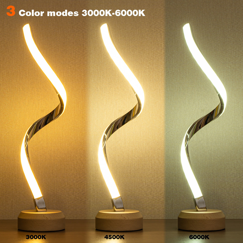 LED Spiral Table Lamp Modern Curved Desk Bedside Lamp Dimmable Warm White Night Light For Living Room And Bedroom — view 4