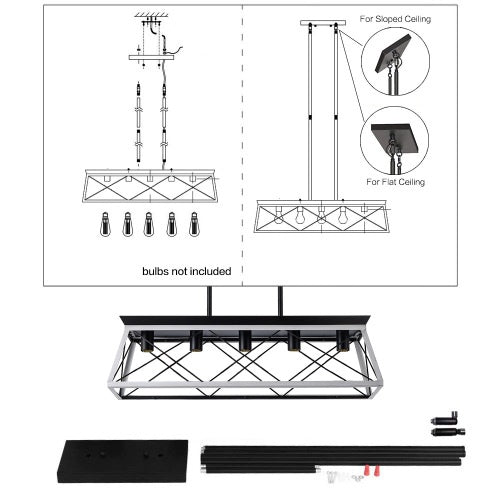 White and Charcoal Five-Light Farmhouse Chandelier for Restaurant Dining Rooms, Banquette Areas, and Warm Hospitality Interiors — view 8