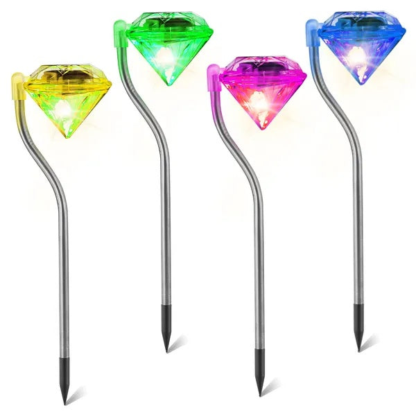 4-Piece Solar Diamond Garden Lights — Restaurant Patio — view 1