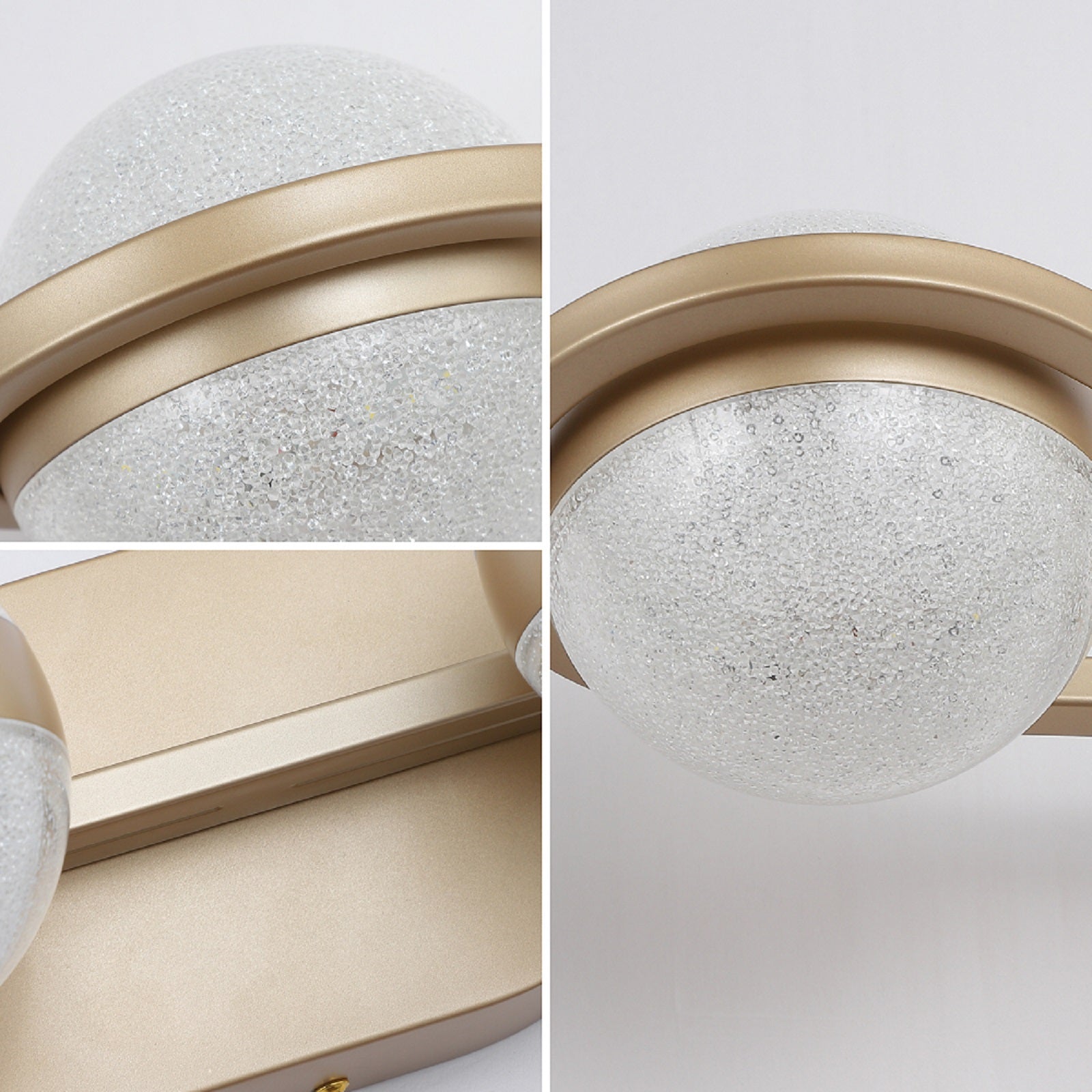 Gold 4-Light Crystal-Sand Vanity Wall Light — Restaurant Restroom — view 3