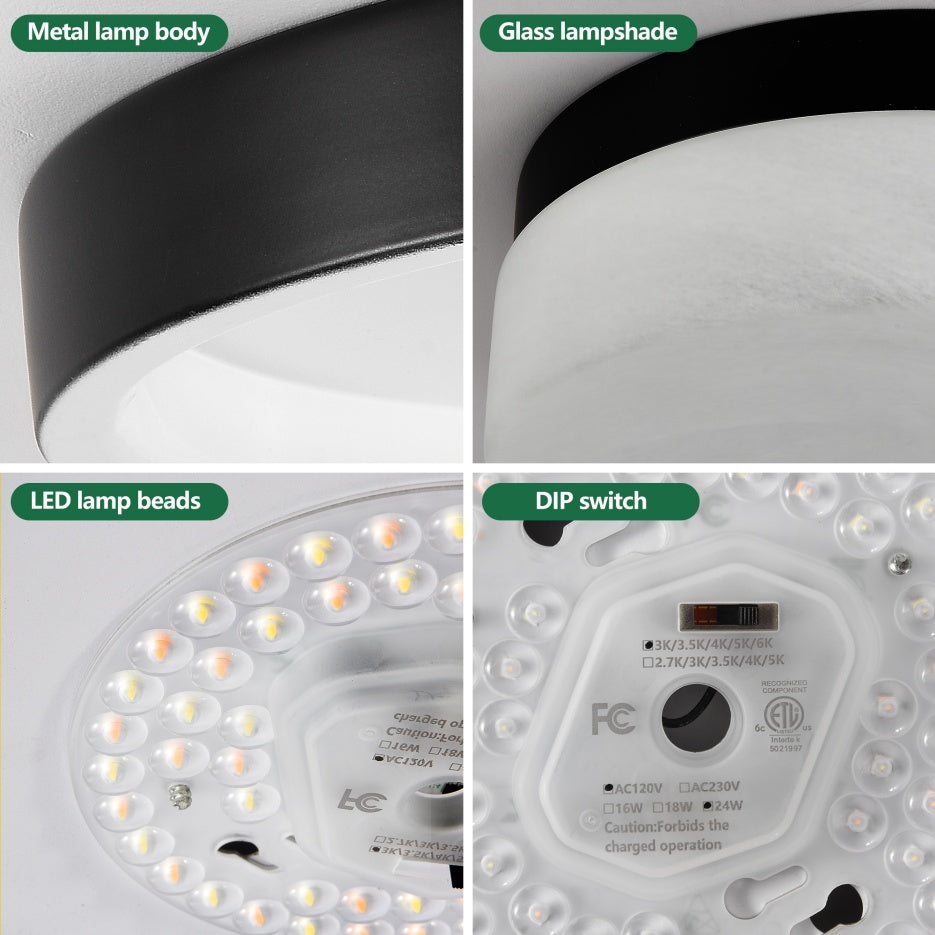 12-Inch Black 24W LED Flush-Mount Ceiling Light for Restaurant Dining Rooms — view 4