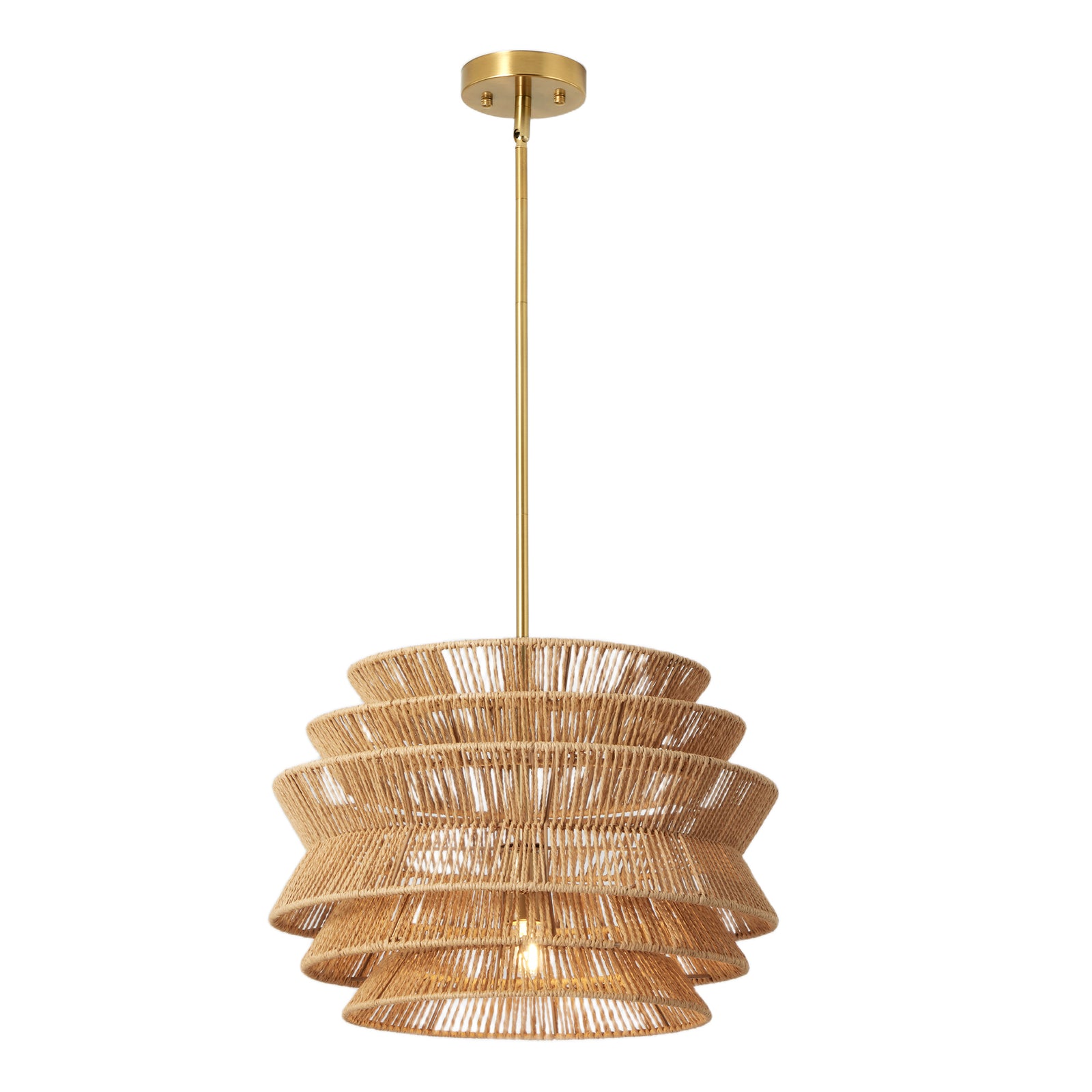 Brown Woven Rattan Pendant Light — 17.3-Inch Dining Accent — view 6