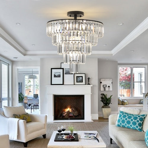 Large Contemporary Black Crystal Chandelier for Restaurant Dining Rooms — view 2
