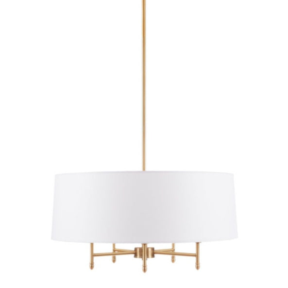 5-Light Gold Drum Shade Chandelier — Restaurant Dining Room — view 2