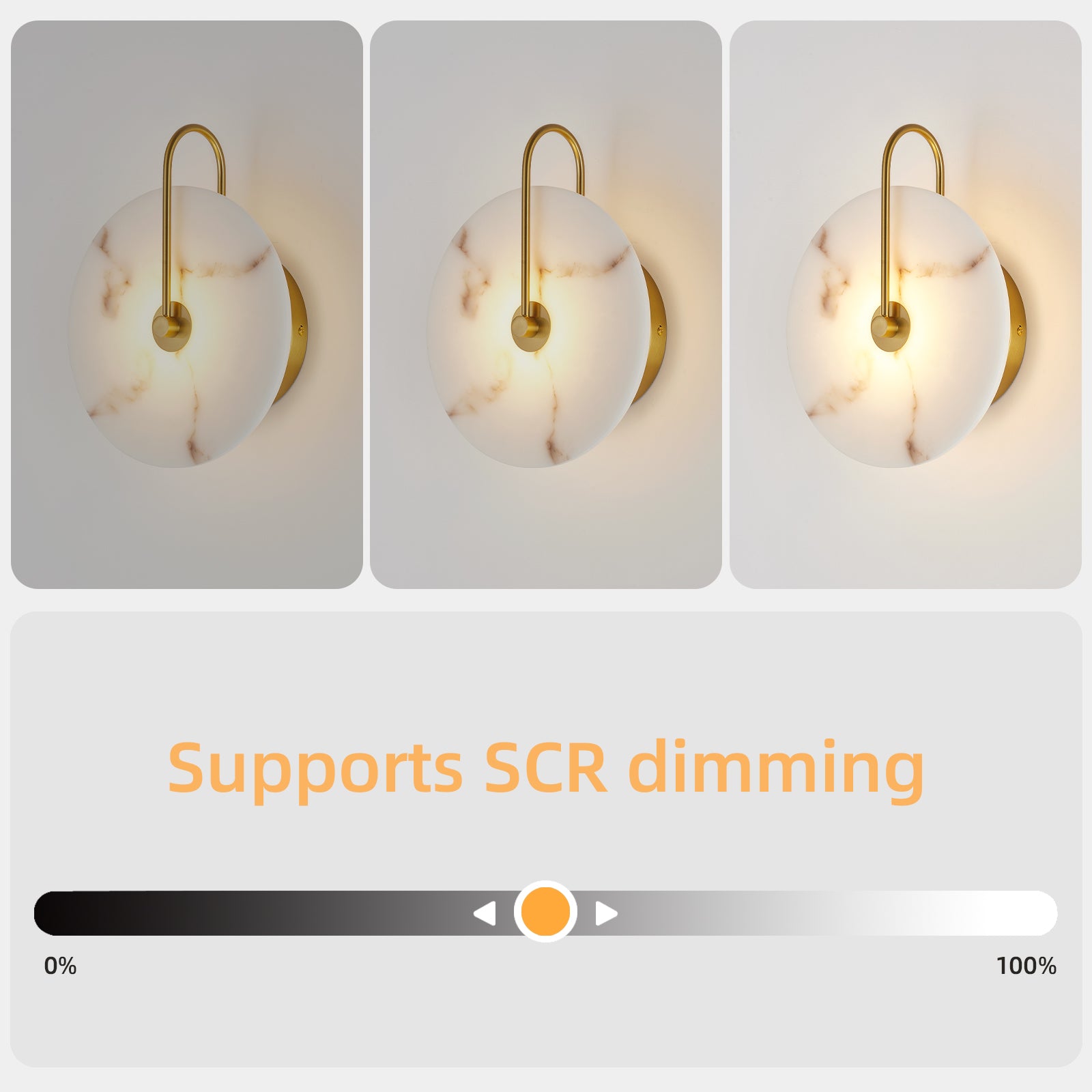 Gold Natural-Marble Wall Sconce — 9.8-Inch Dining Accent — view 9