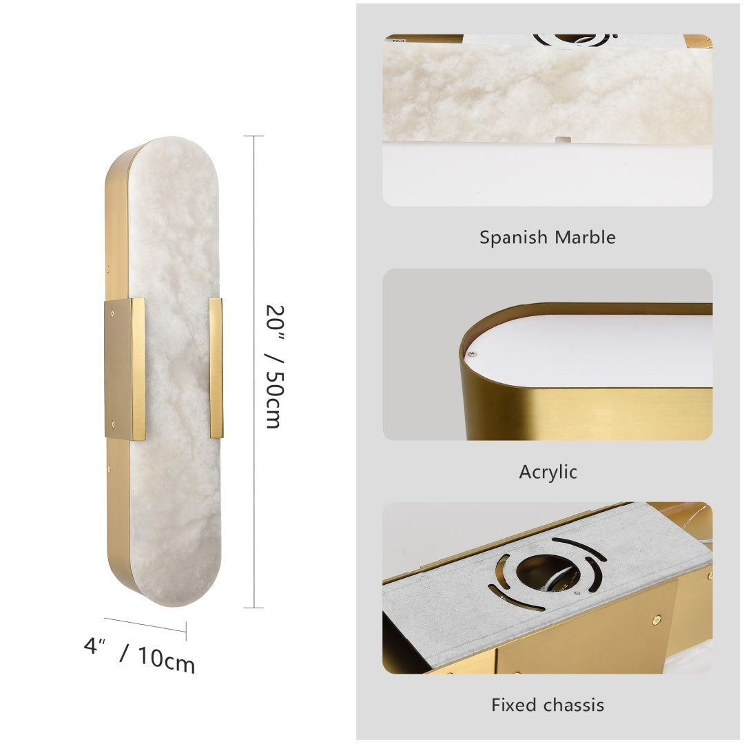 Natural Marble Gold Wall Sconce Set for Luxury Restaurant Restrooms — view 1