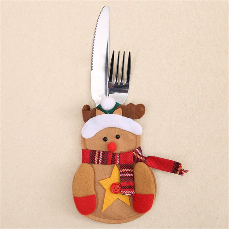 Christmas Decoration Restaurant Hotel Layout Pocket Fork Knife Cutlery Holder Santa Claus Fork Knife Gloves Bag Table Decor — view 5