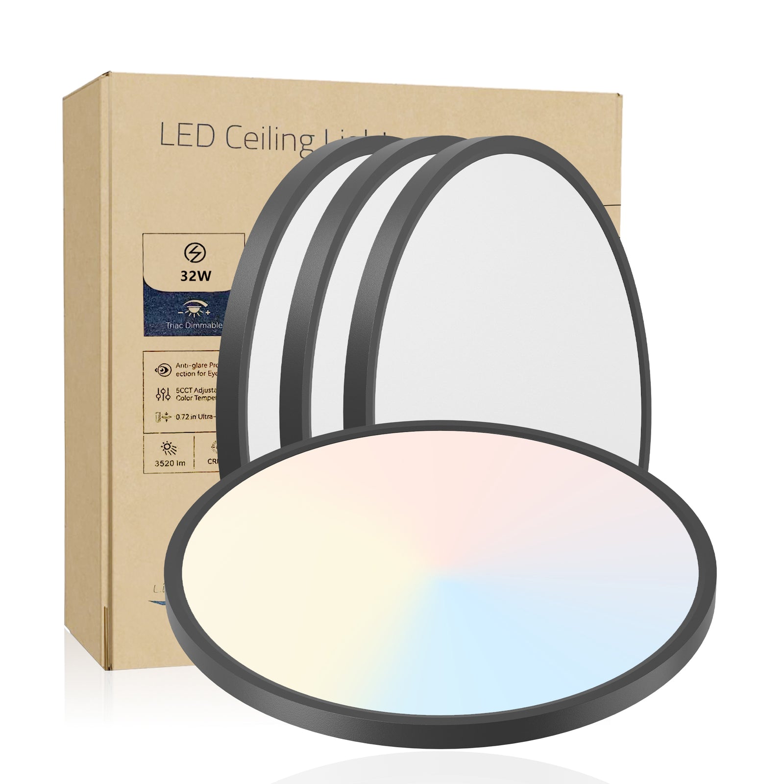 4-Pack Black Dimmable LED Flush-Mount Ceiling Lights for Restaurant Dining Areas — view 2