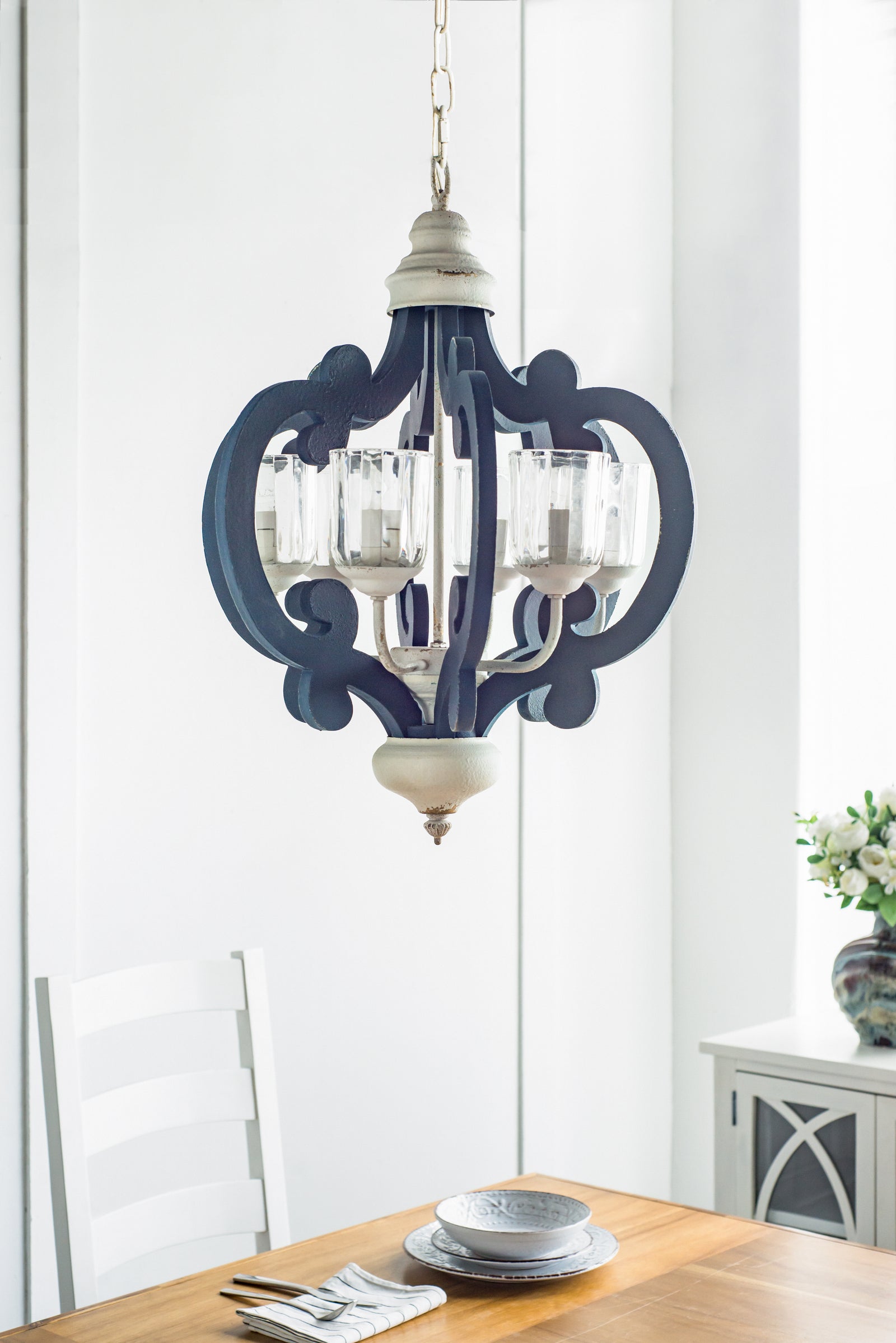 Natural Wood 6-Light Farmhouse Chandelier for Restaurant Dining Rooms and Kitchens — view 2