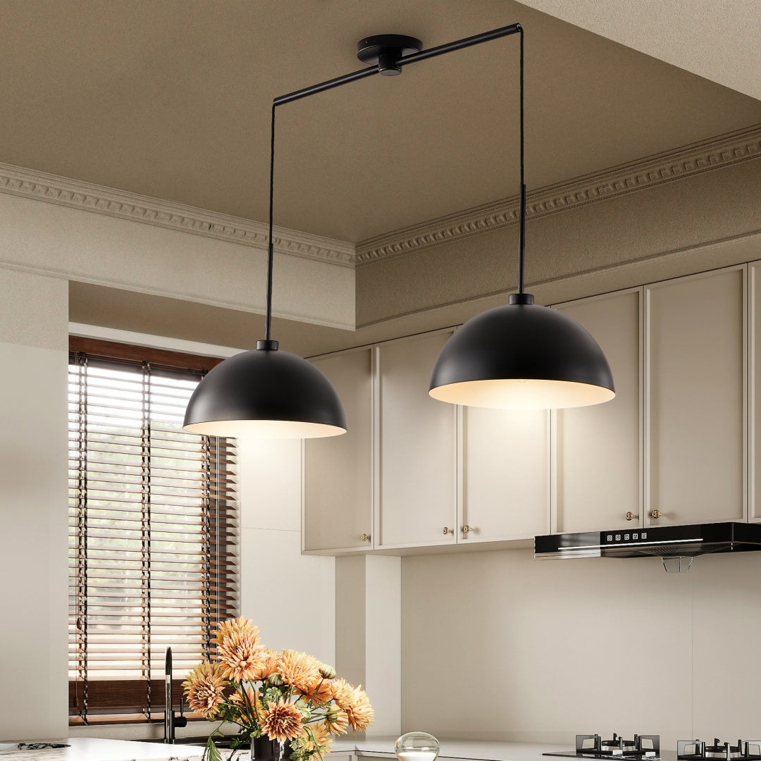 41-Inch Matte Black Double Pendant Light for Restaurant Tables and Kitchen Islands — view 9