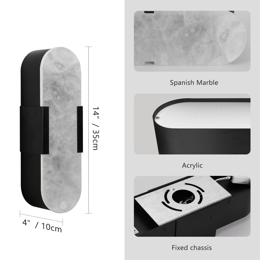 Natural Black Marble Wall Sconce Set for Restaurant Hallways and Dining Rooms — view 5