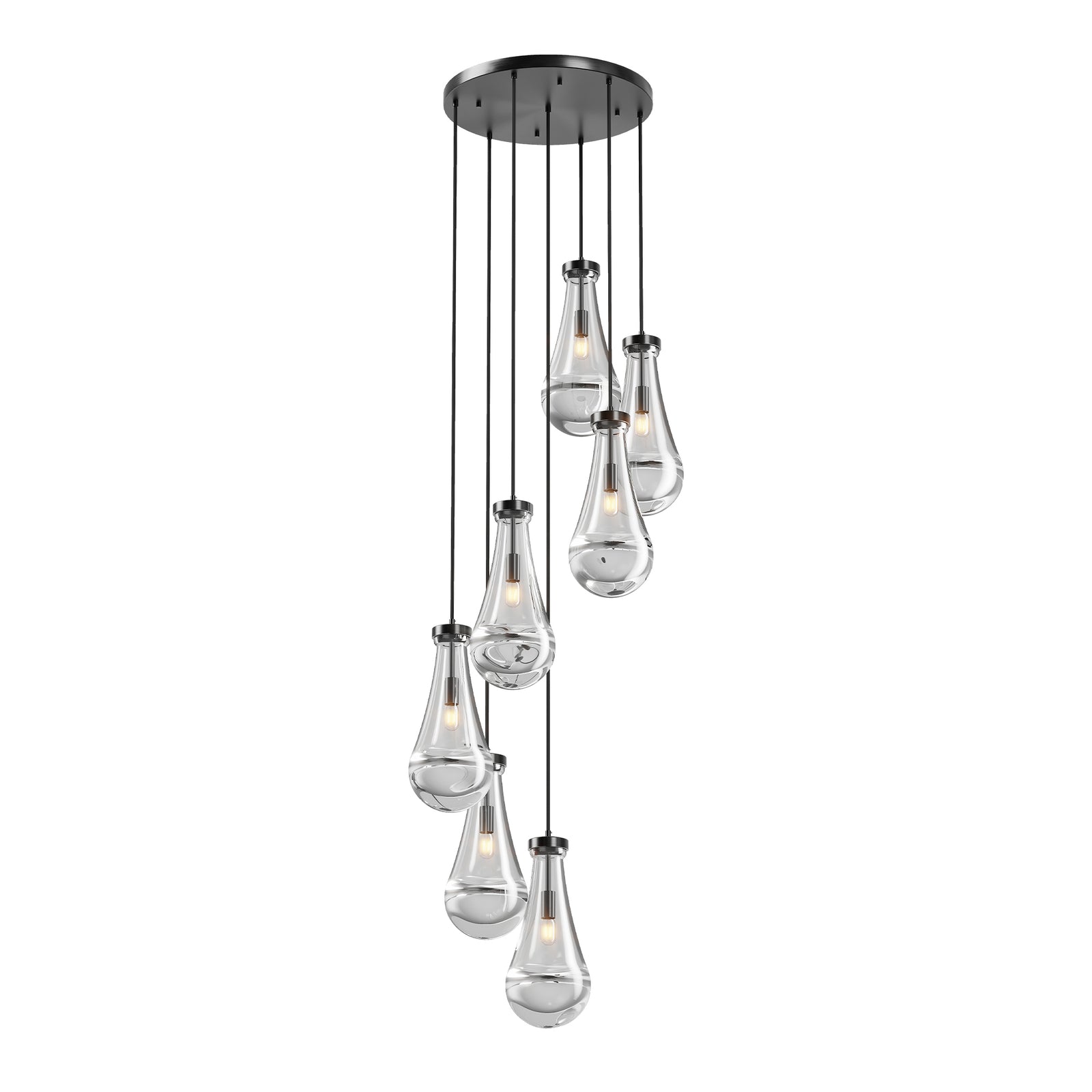 7-Light Black Pendant Chandelier — Restaurant Dining & Bar — view 3