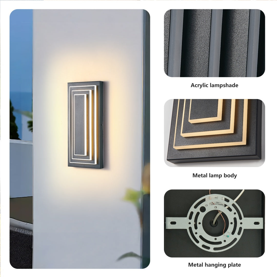 3-Tier Black Waterproof LED Wall Sconces for Restaurant Entrances (2-Pack) — view 10