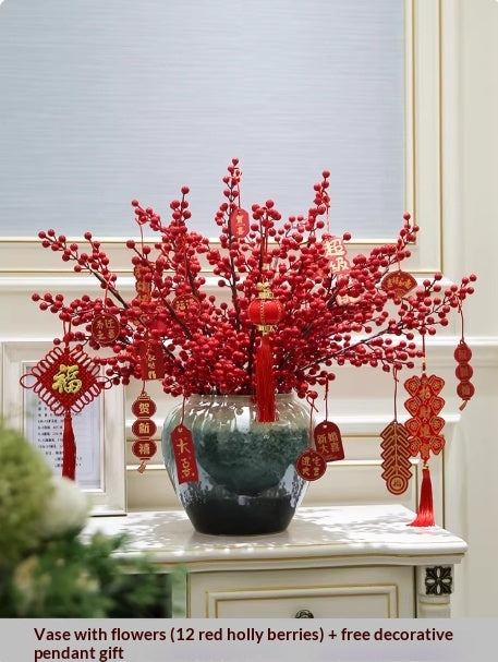 Holly Vase Ornament Artificial Flowers For Floral Arrangements Decor Item — view 3