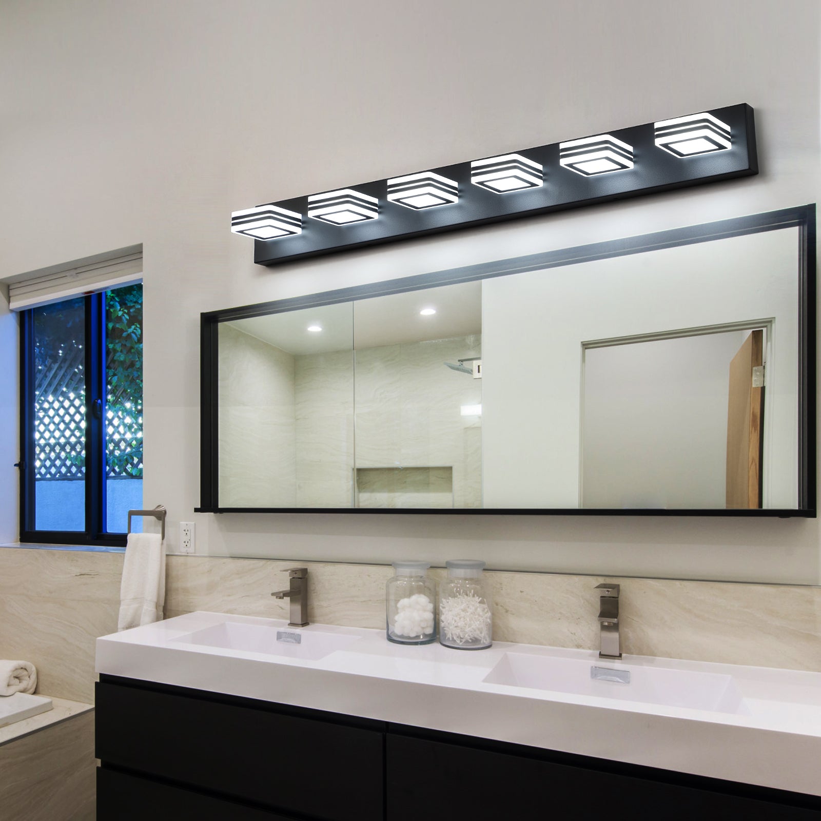 39-Inch Black 6-Light LED Vanity Fixture for Restaurant Restrooms and Mirrors — view 8