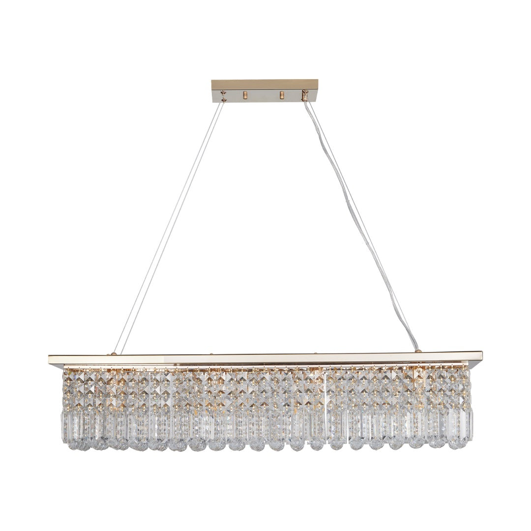 Elegant Gold Cascading Crystal Rectangle Pendant for Restaurant Dining Tables, Bar Counters, and Upscale Hospitality Interiors — view 4