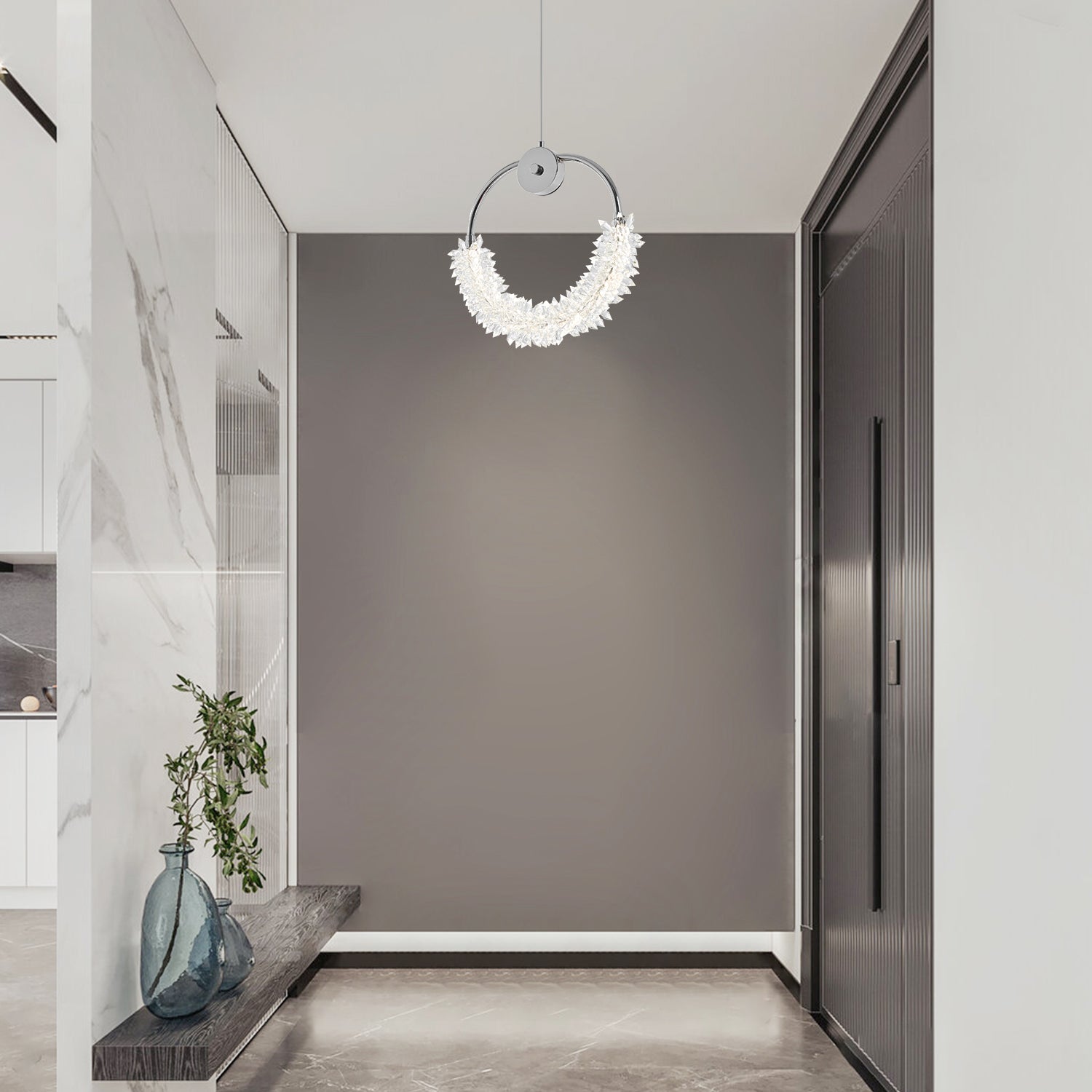 Crystal LED Hanging Bar Chandelier — Restaurant Lounge — view 6