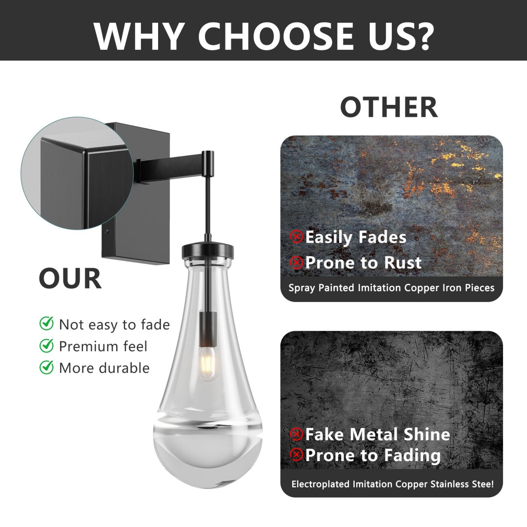 Black Clear-Glass Wall Sconce — Restaurant Bar — view 2