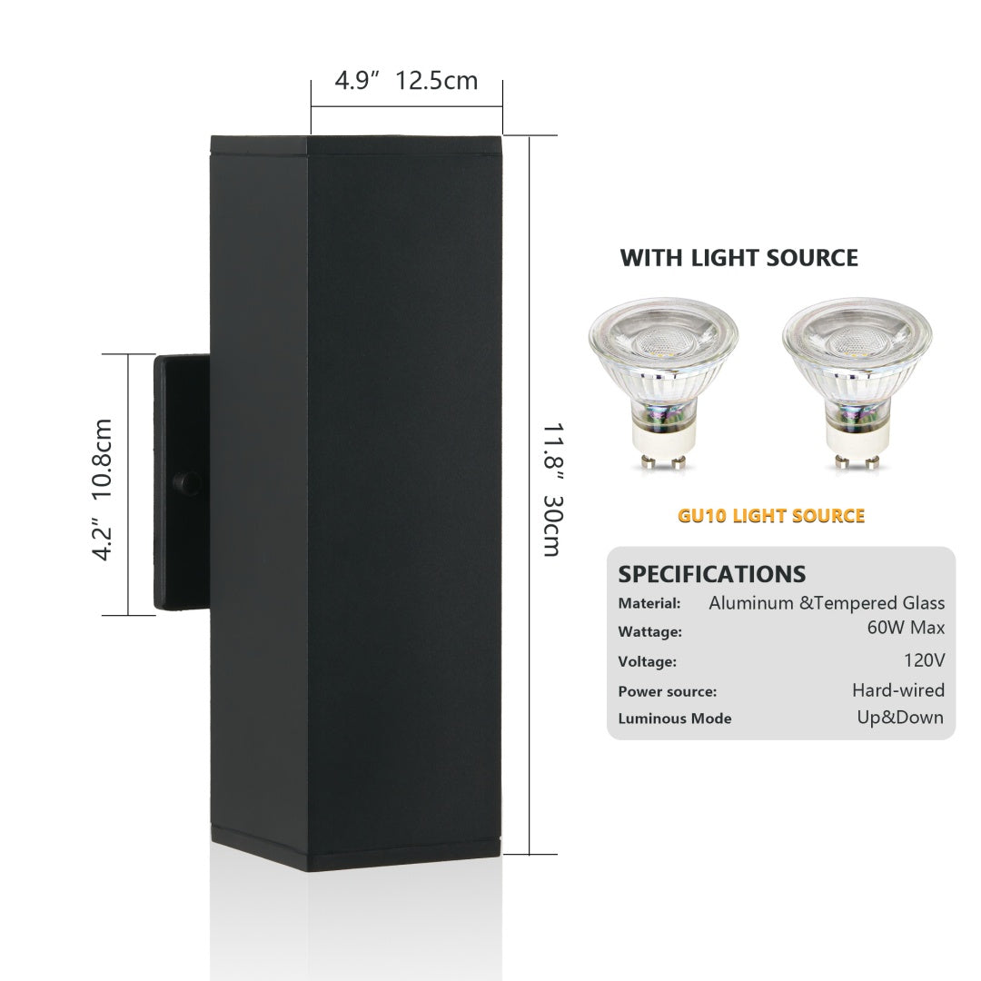 2-Pack Black Up and Down Weatherproof Wall Sconces for Restaurant Patios — view 5