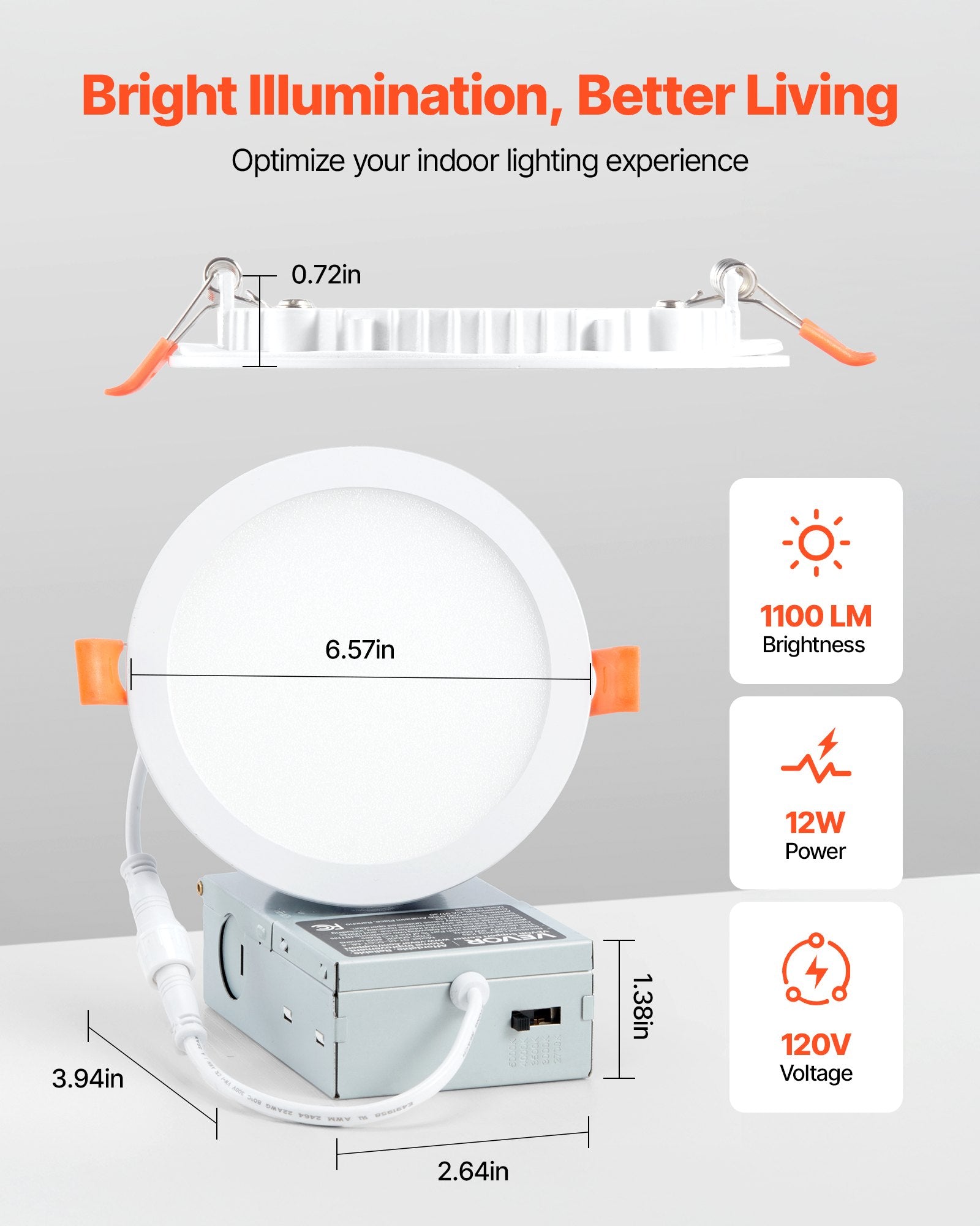 12-Pack 6-Inch 5CCT Recessed LED Lights — Restaurant Ceiling — view 3